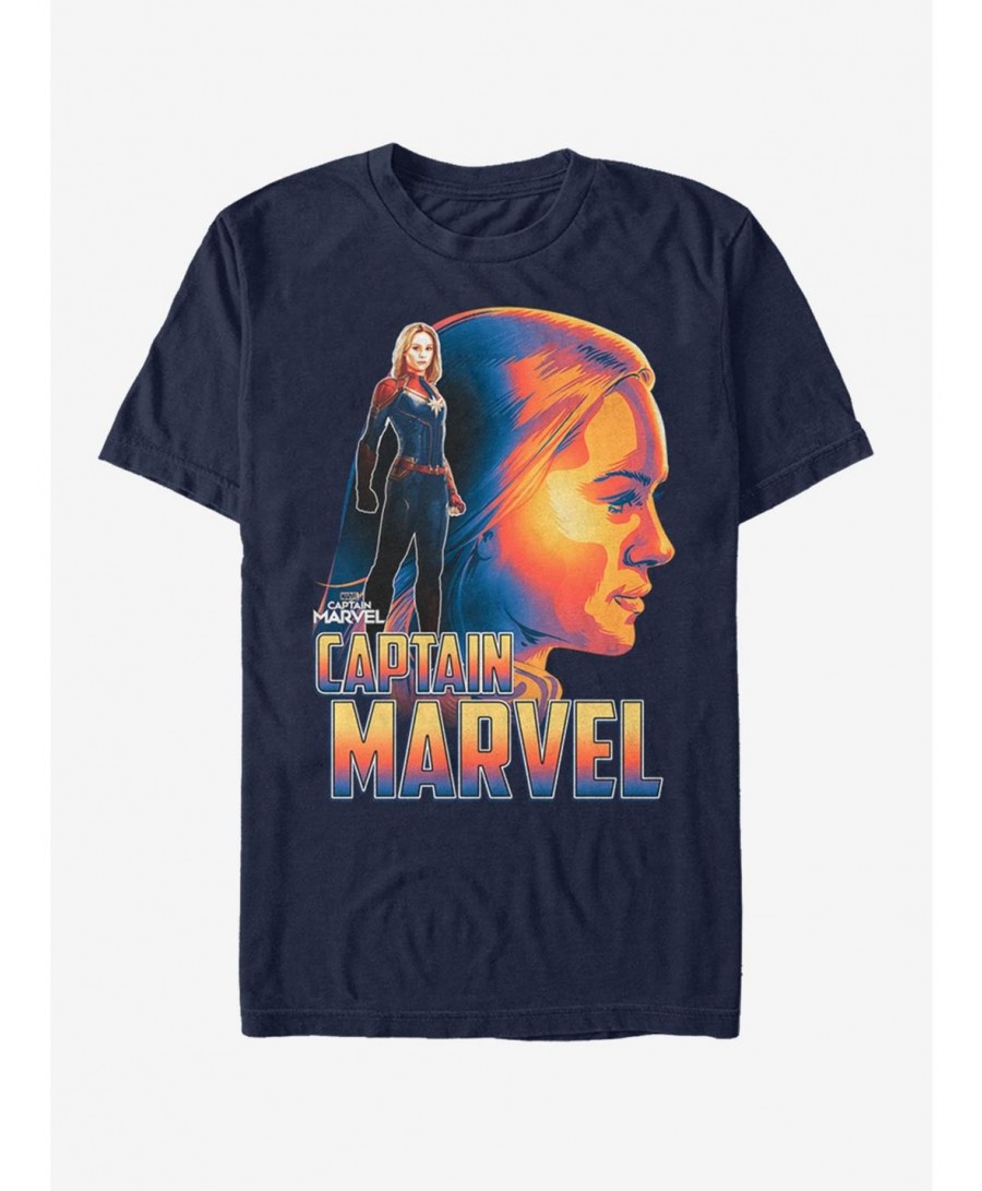 Big Sale Marvel Captain Marvel Silhouette T-Shirt $7.89 T-Shirts