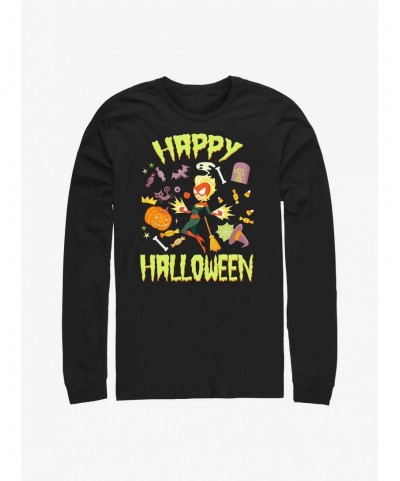 New Arrival Marvel Captain Marvel Happy Halloween Long-Sleeve T-Shirt $12.17 T-Shirts