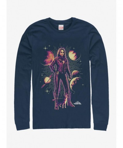 Wholesale Marvel Captain Marvel Cat Planet Long-Sleeve T-Shirt $11.19 T-Shirts