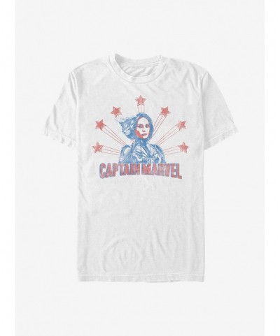 Discount Sale Marvel Captain Marvel Retro Stars T-Shirt $8.37 T-Shirts