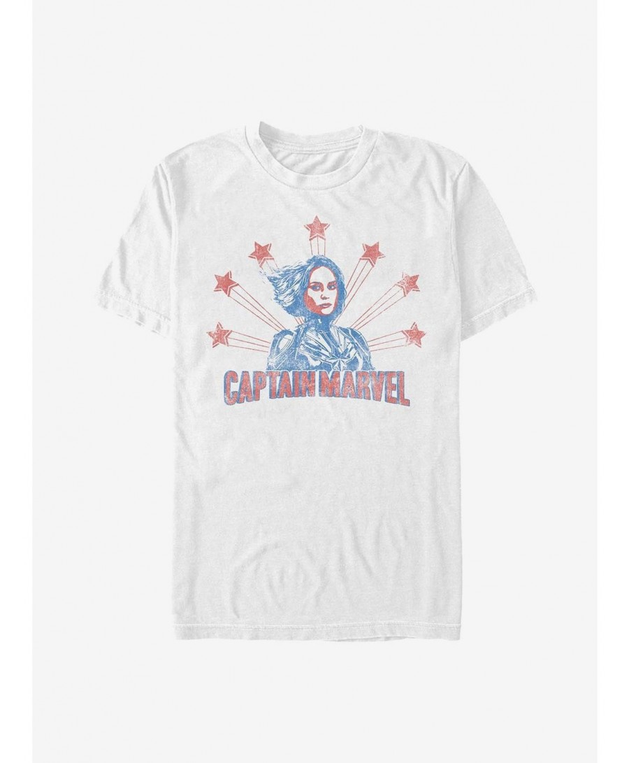 Discount Sale Marvel Captain Marvel Retro Stars T-Shirt $8.37 T-Shirts