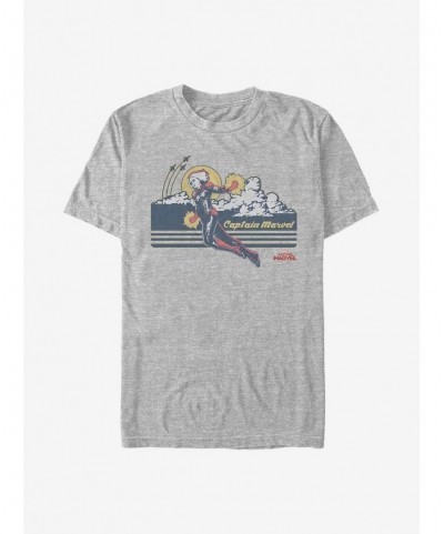 Best Deal Marvel Captain Marvel Sunset Hero Logo T-Shirt $9.80 T-Shirts