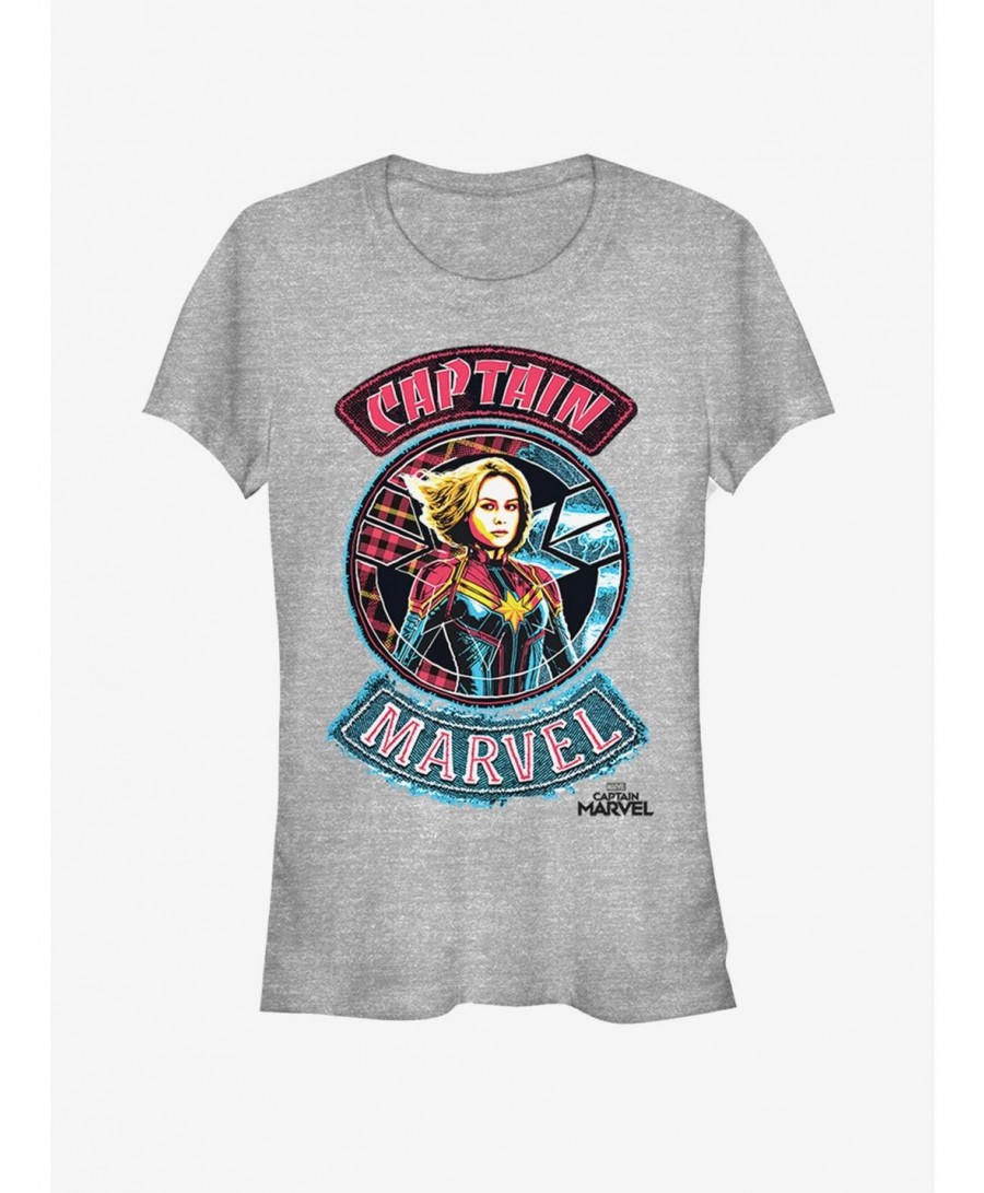 Flash Sale Marvel Captain Marvel Patches Girls T-Shirt $7.97 T-Shirts