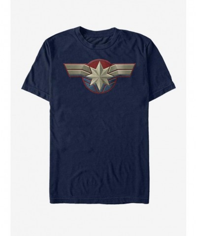 Cheap Sale Marvel Captain Marvel Costume LOGO T-Shirt $10.28 T-Shirts