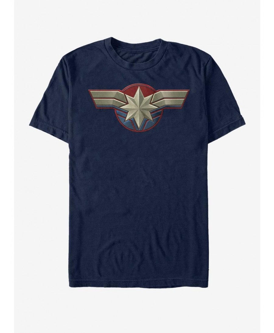 Cheap Sale Marvel Captain Marvel Costume LOGO T-Shirt $10.28 T-Shirts