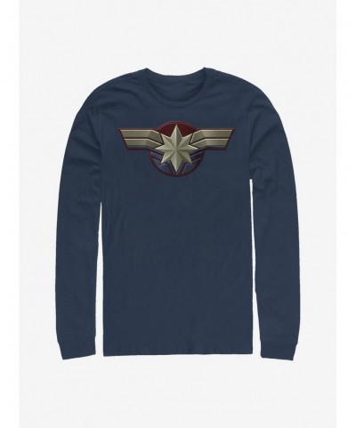 Hot Sale Marvel Captain Marvel Logo Long-Sleeve T-Shirt $14.81 T-Shirts