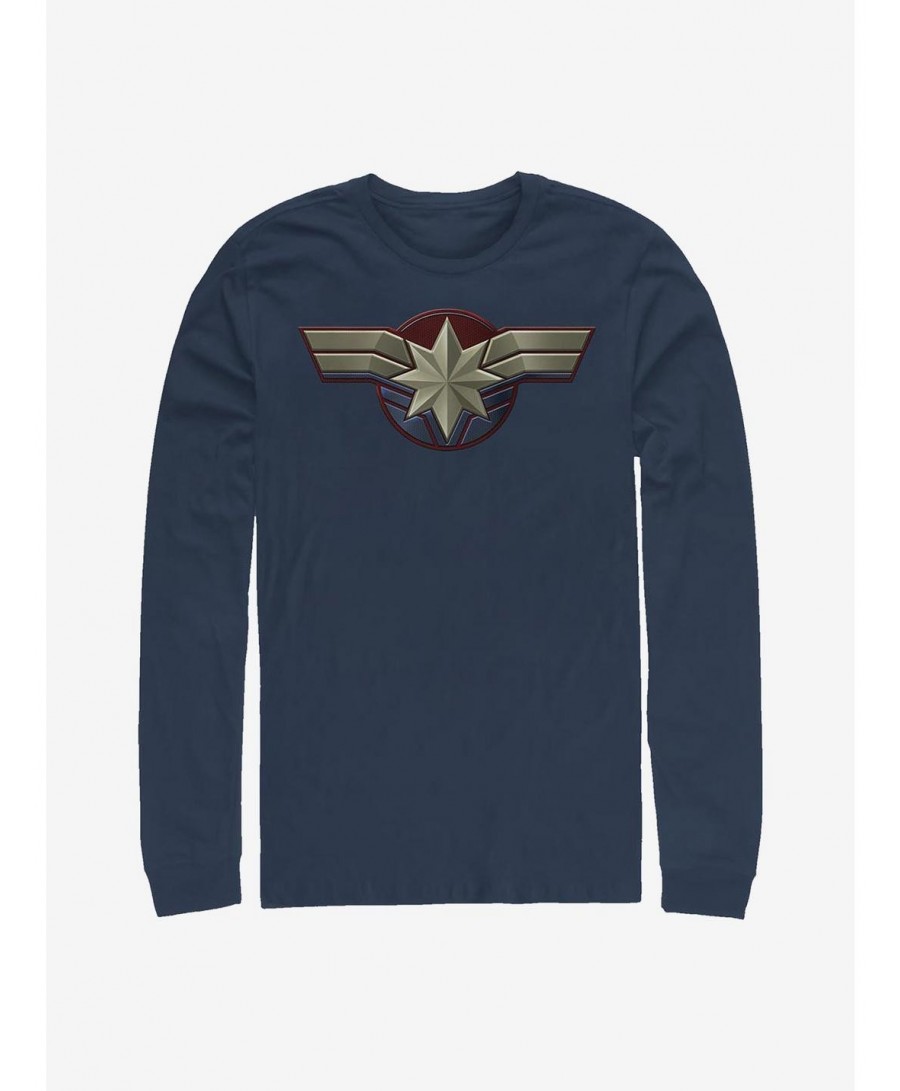 Hot Sale Marvel Captain Marvel Logo Long-Sleeve T-Shirt $14.81 T-Shirts