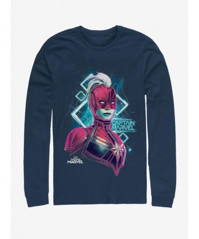 Big Sale Marvel Captain Marvel Star Mapping Long-Sleeve T-Shirt $15.13 T-Shirts