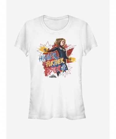 Discount Marvel Captain Marvel Fighter Faster Girls T-Shirt $7.47 T-Shirts