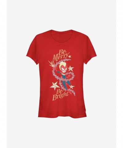 Best Deal Marvel Captain Marvel Be Merry Holiday Girls T-Shirt $8.47 T-Shirts