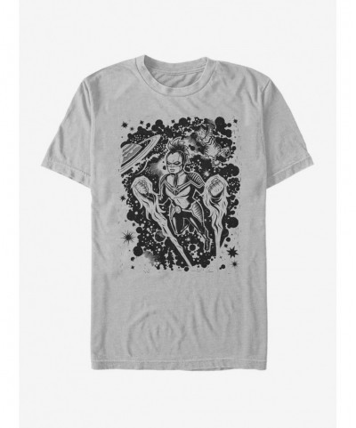 Hot Selling Marvel Captain Marvel Stencil T-Shirt $11.95 T-Shirts