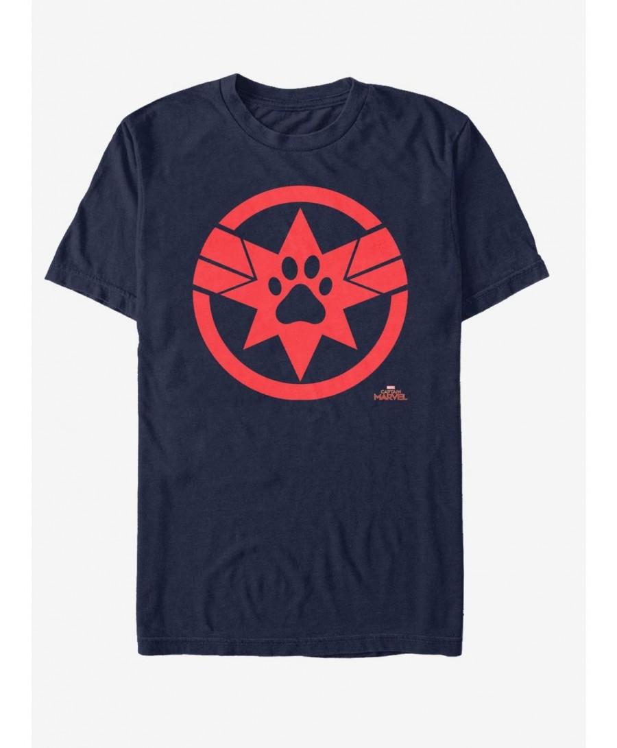 Huge Discount Marvel Captain Marvel Paw Logo T-Shirt $7.41 T-Shirts