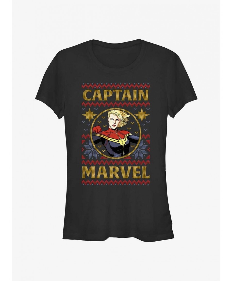 Limited-time Offer Marvel Captain Marvel Ugly Christmas Girls T-Shirt $9.71 T-Shirts