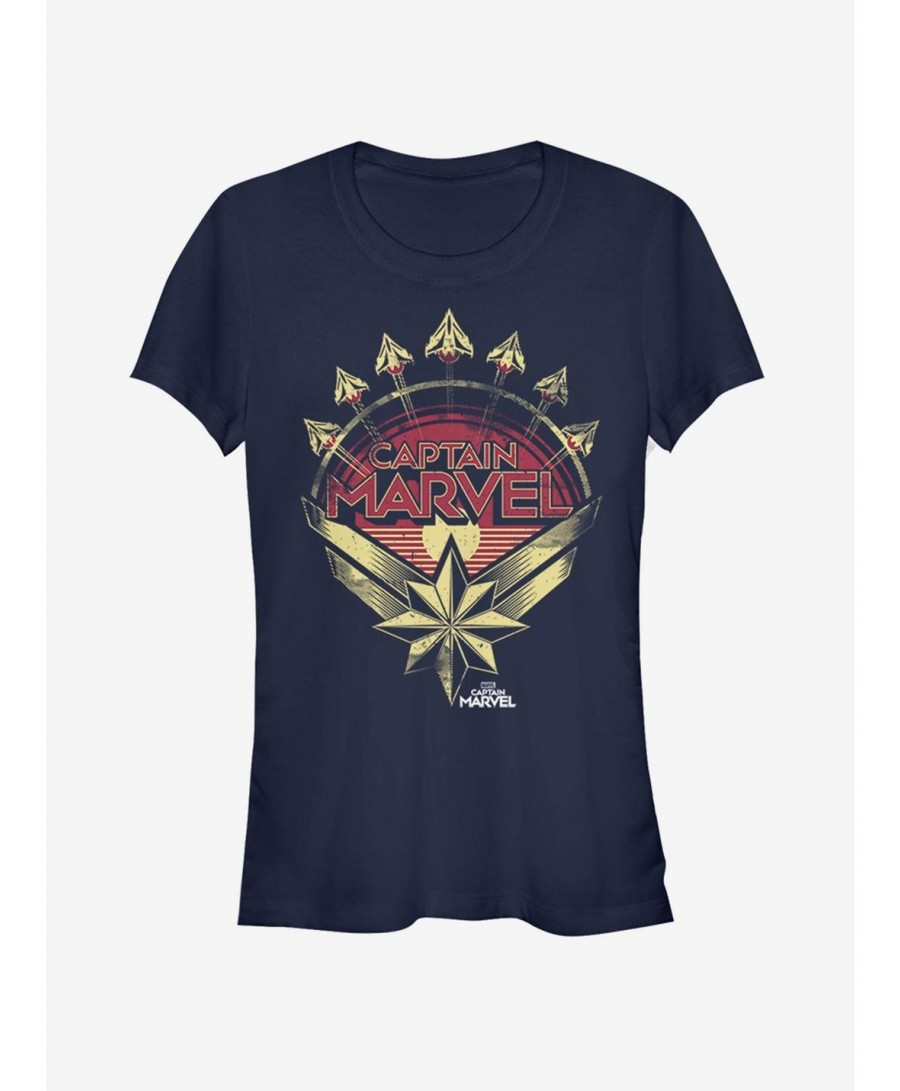 Fashion Marvel Captain Marvel Plane Model Girls T-Shirt $10.96 T-Shirts