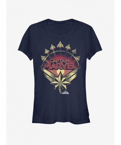 Fashion Marvel Captain Marvel Plane Model Girls T-Shirt $10.96 T-Shirts