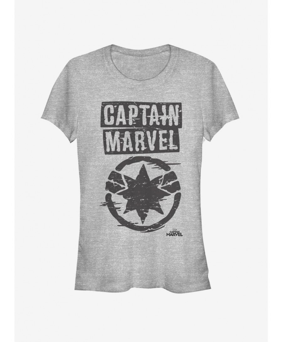 Crazy Deals Marvel Captain Marvel Painted Logo Girls T-Shirt $10.71 T-Shirts