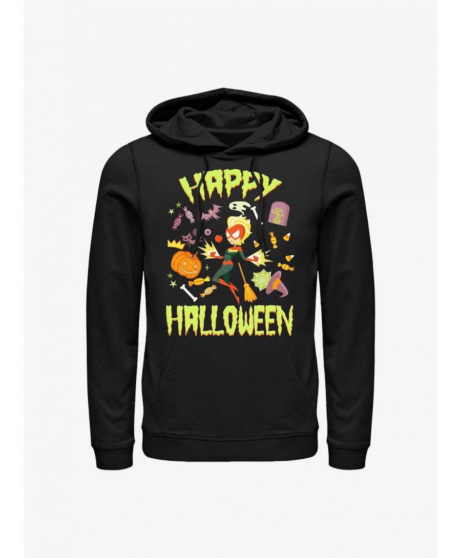 Seasonal Sale Marvel Captain Marvel Happy Halloween Hoodie $15.72 Hoodies