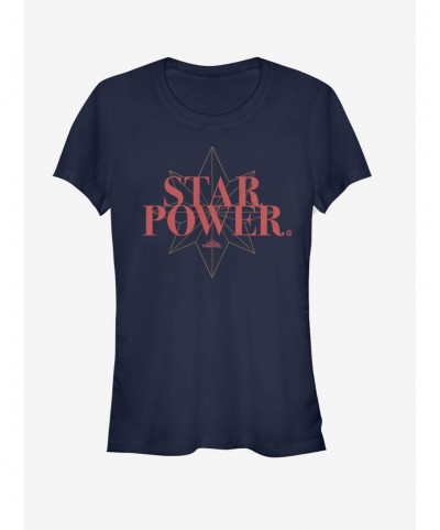 Flash Sale Marvel Captain Marvel Star Power Girls T-Shirt $10.46 T-Shirts