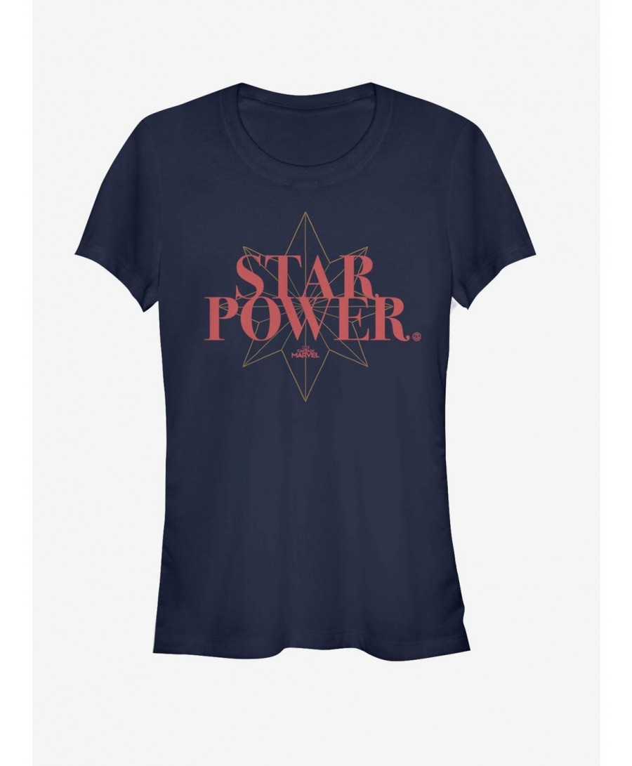 Flash Sale Marvel Captain Marvel Star Power Girls T-Shirt $10.46 T-Shirts