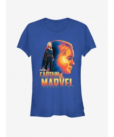 Unique Marvel Captain Marvel Silhouette Girls T-Shirt $10.71 T-Shirts