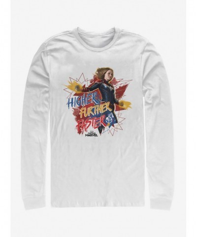 Seasonal Sale Marvel Captain Marvel Fighter Faster Long-Sleeve T-Shirt $15.13 T-Shirts