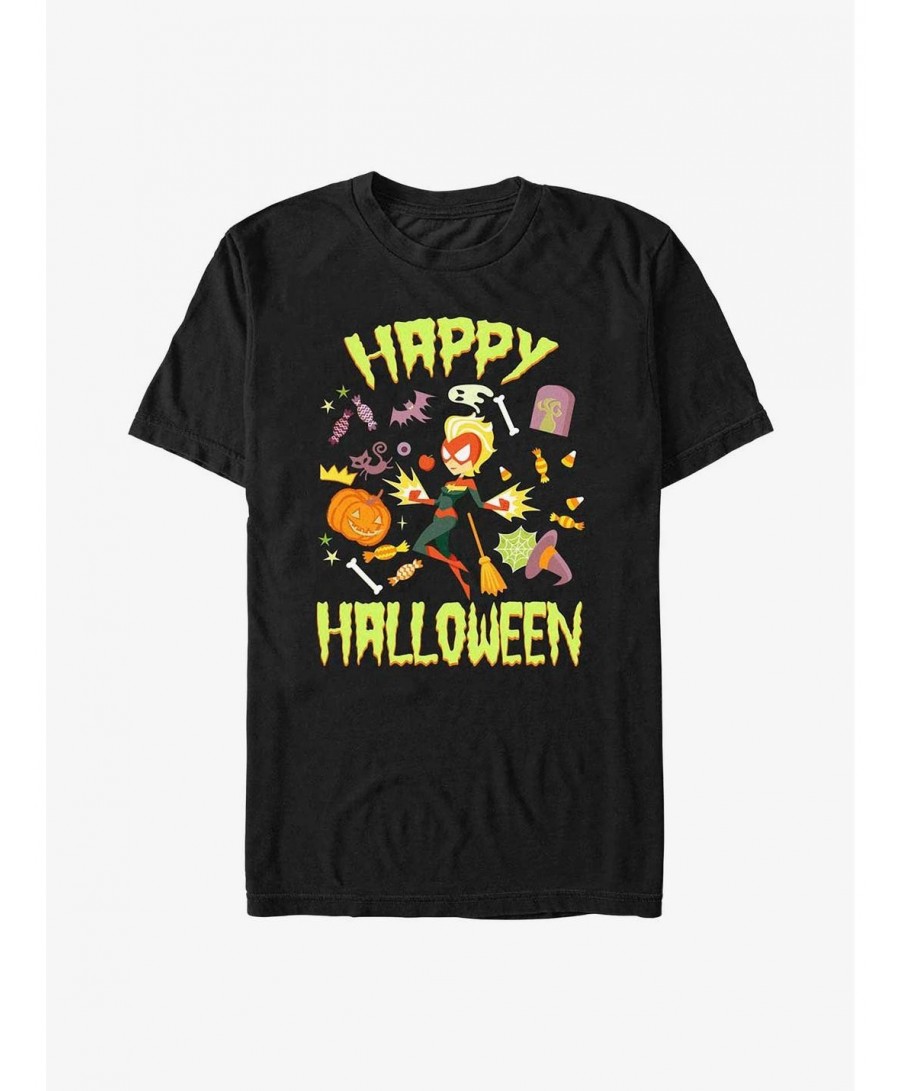 Trendy Marvel Captain Marvel Happy Halloween T-Shirt $7.41 T-Shirts