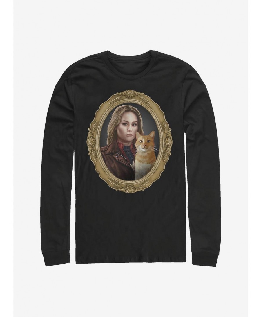 Unique Marvel Captain Marvel Gold Frame Long-Sleeve T-Shirt $10.86 T-Shirts