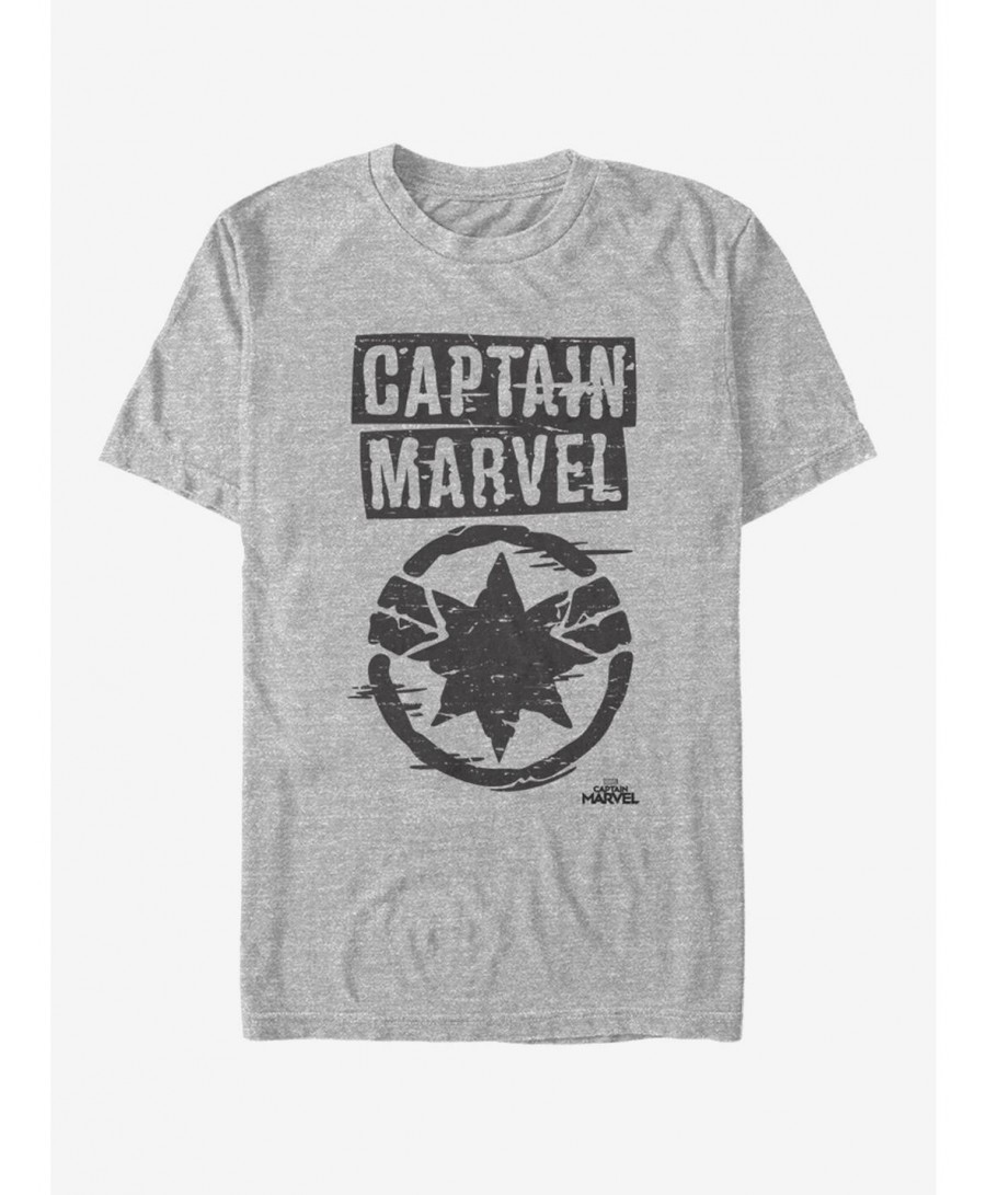 Bestselling Marvel Captain Marvel Painted Logo T-Shirt $11.23 T-Shirts