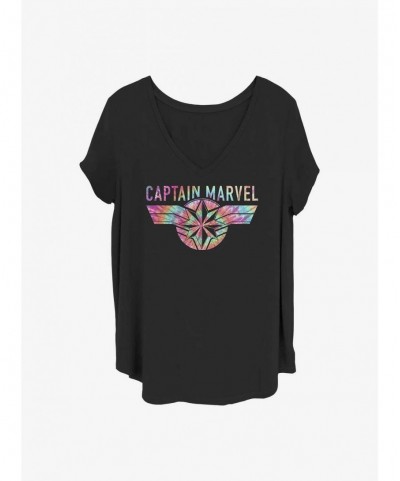 High Quality Marvel Captain Marvel Tie Dye Captain Girls T-Shirt Plus Size $8.96 T-Shirts