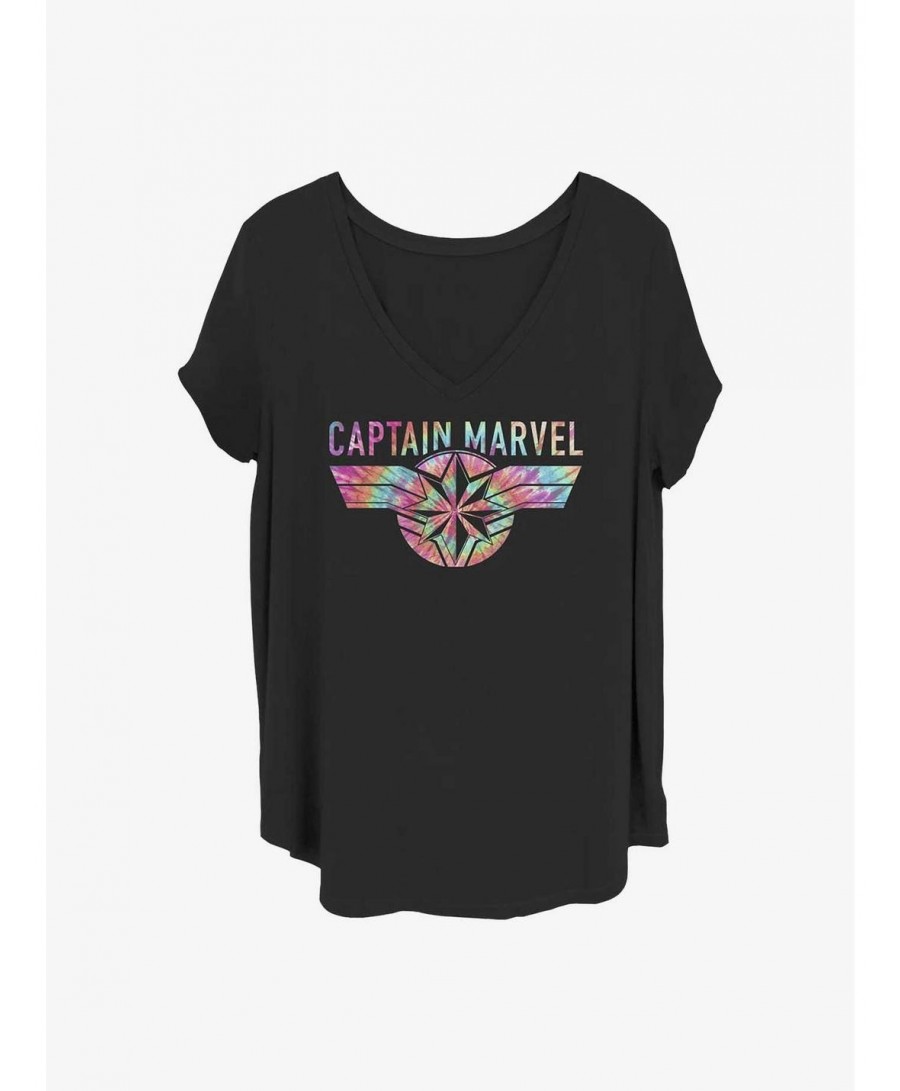 High Quality Marvel Captain Marvel Tie Dye Captain Girls T-Shirt Plus Size $8.96 T-Shirts