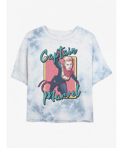 Fashion Marvel Captain Marvel 90's Captain Tie-Dye Girls Crop T-Shirt $12.43 T-Shirts