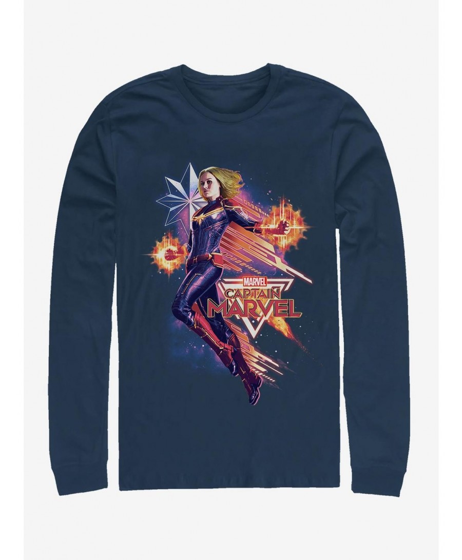 Exclusive Price Marvel Captain Marvel Shooting Star Long-Sleeve T-Shirt $15.13 T-Shirts