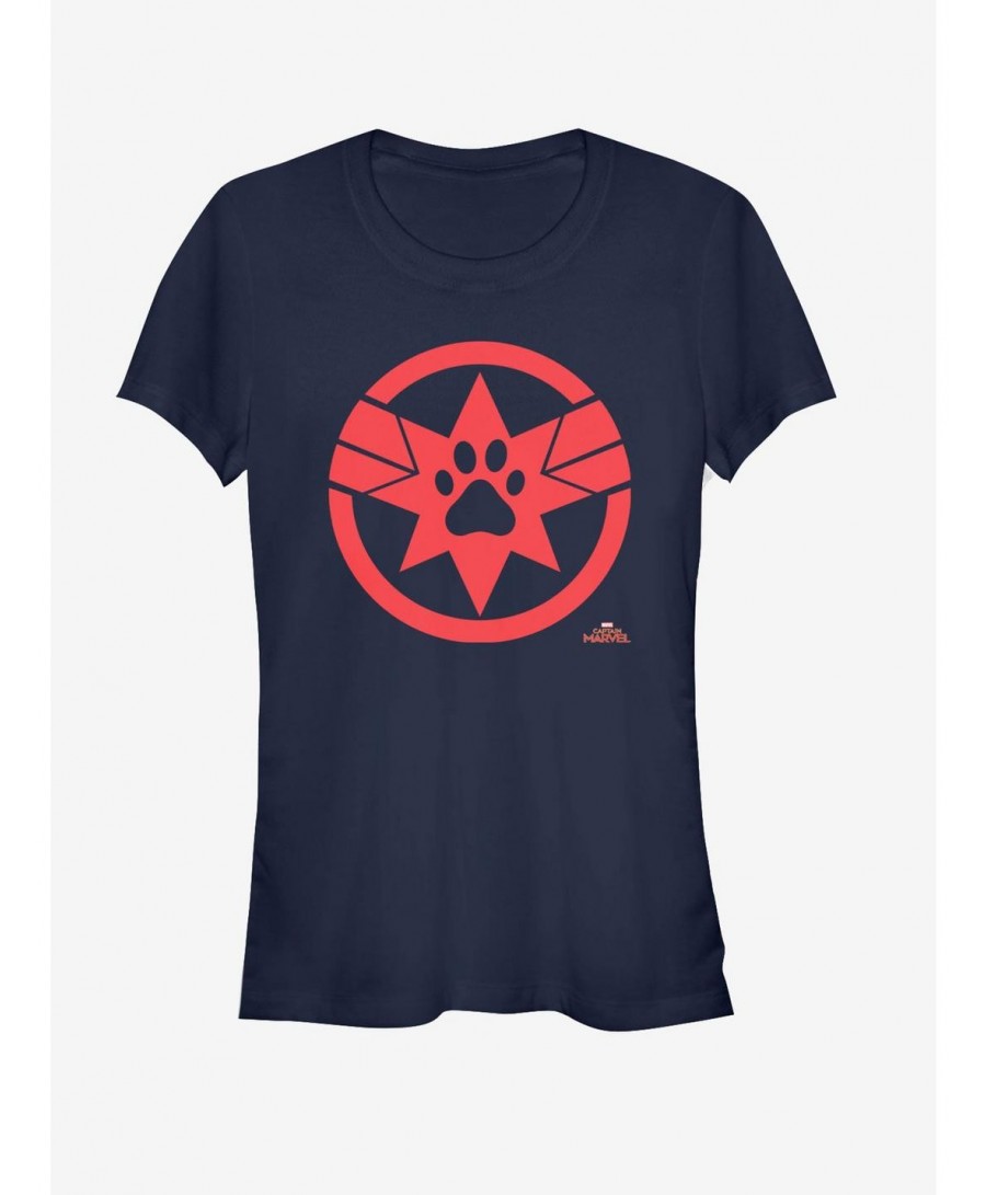 Bestselling Marvel Captain Marvel Paw Logo Girls T-Shirt $12.45 T-Shirts