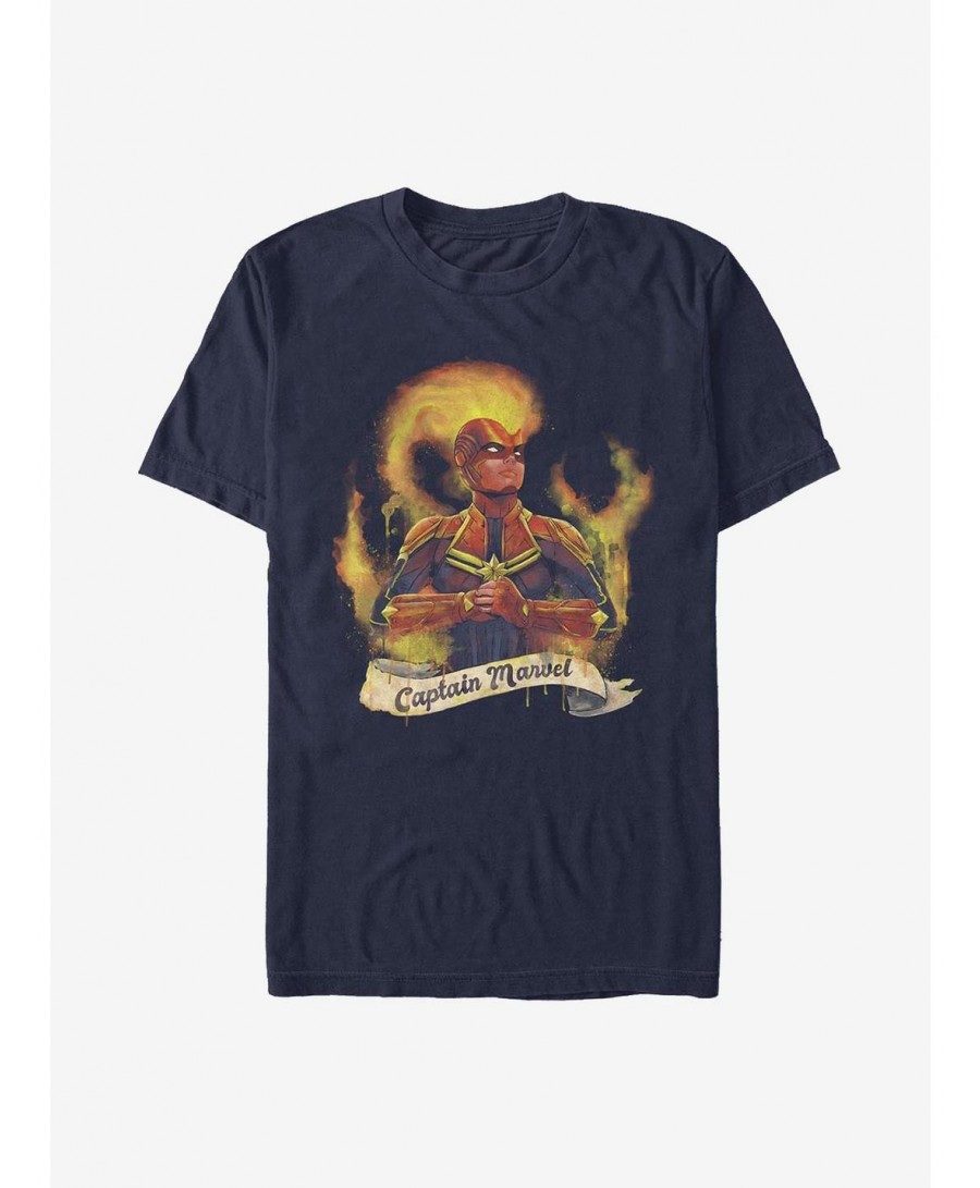 Value for Money Marvel Captain Marvel Captain Flames T-Shirt $9.08 T-Shirts