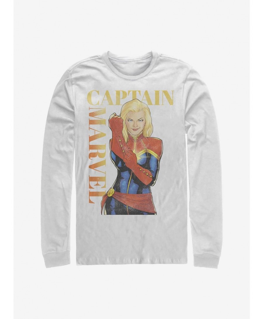 Crazy Deals Marvel Captain Marvel Cartoon Drawing Long-Sleeve T-Shirt $9.87 T-Shirts