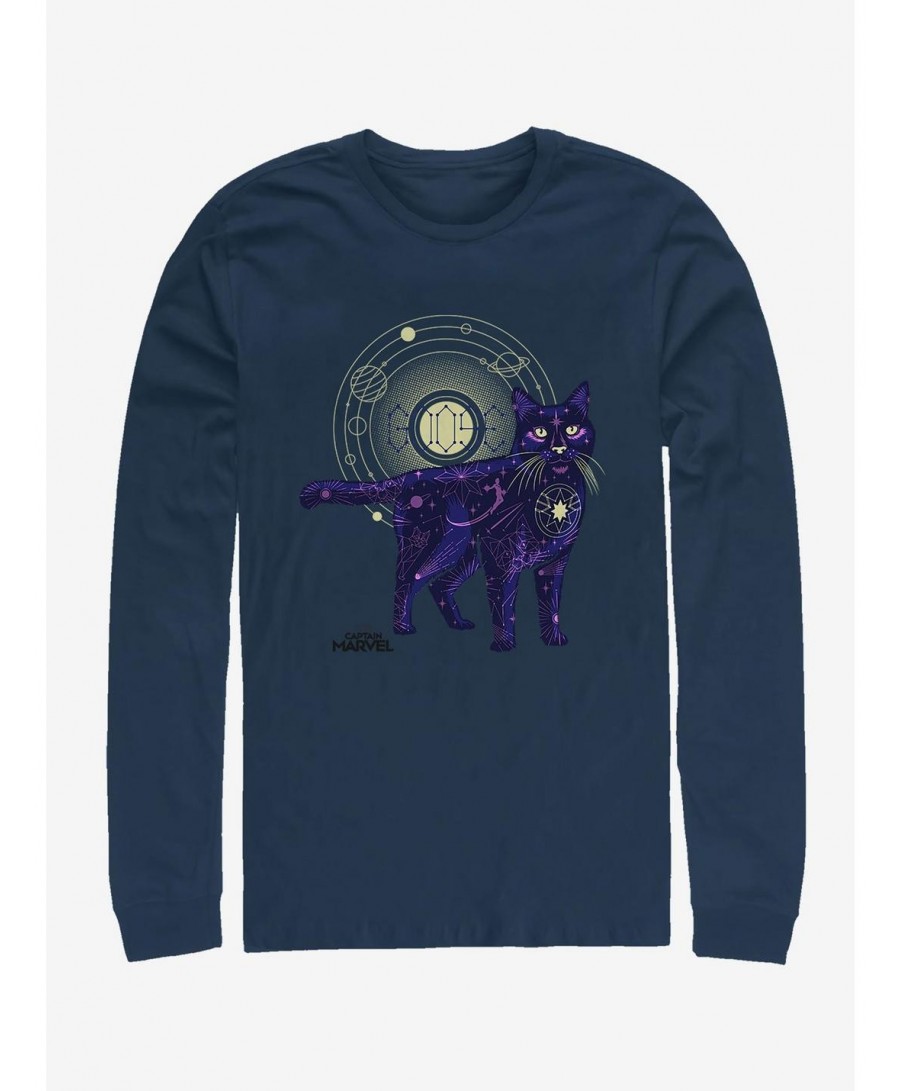 Discount Marvel Captain Marvel Ghost Cat Long-Sleeve T-Shirt $14.81 T-Shirts