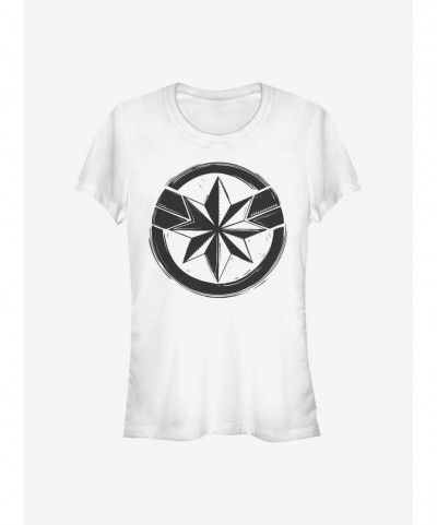 Unique Marvel Captain Marvel Woodcut Marvel Captain Marvel Girls T-Shirt $10.96 T-Shirts