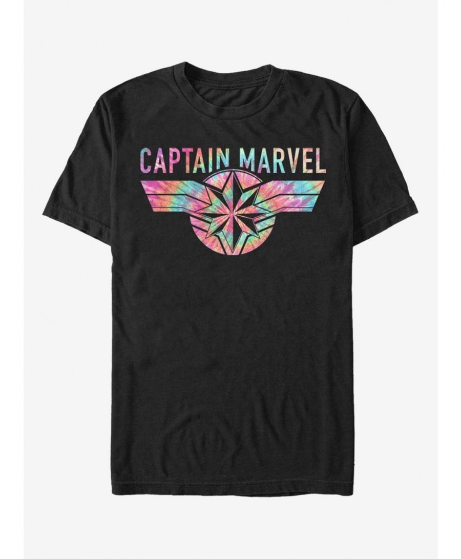 Crazy Deals Marvel Captain Marvel Tie-Dye Captain Logo T-Shirt $9.56 T-Shirts