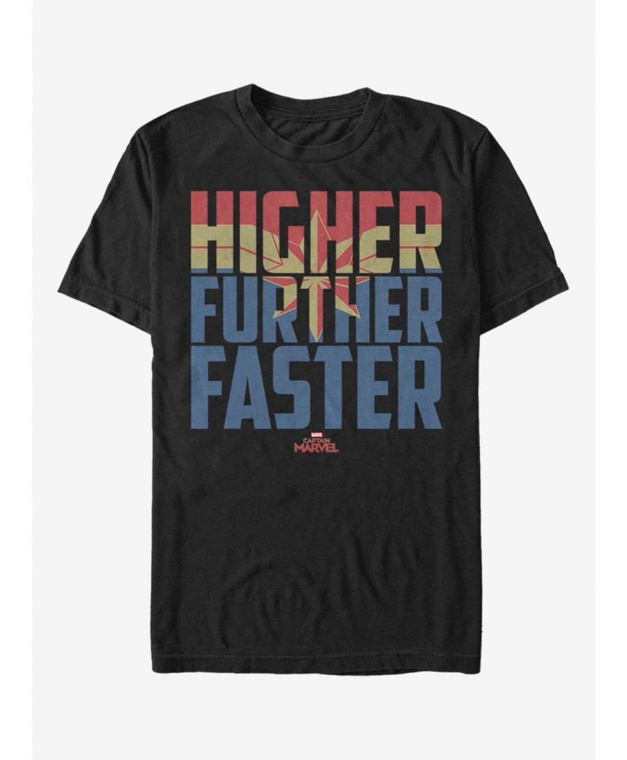 Fashion Marvel Captain Marvel Higher Faster Fill T-Shirt $10.99 T-Shirts