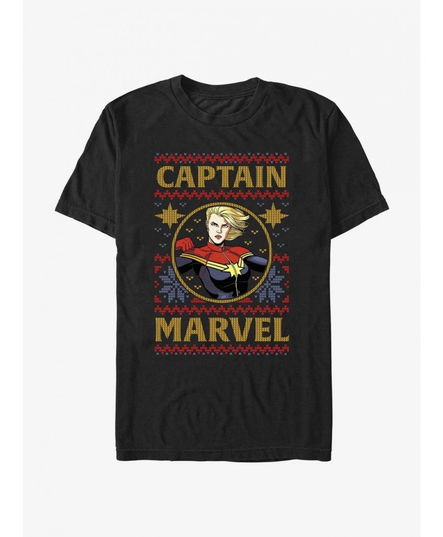 Flash Deal Marvel Captain Marvel Ugly Christmas T-Shirt $8.13 T-Shirts